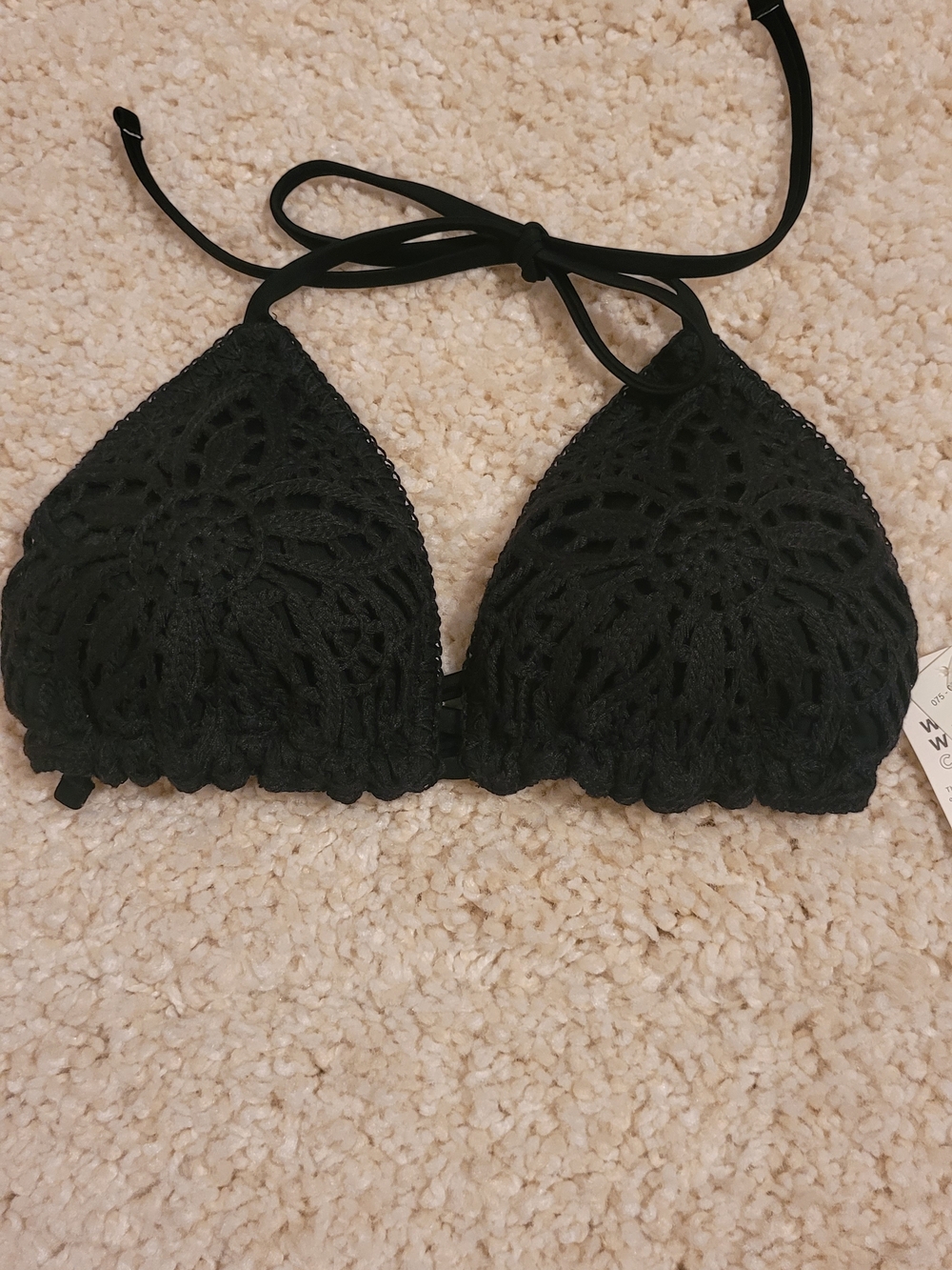 aerie Black Crochet Bikini Top